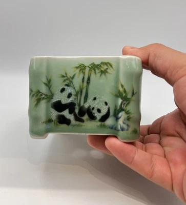 Maceta bonsai de porcelana china esmaltada diseño panda Yixing Foto 1 de 4