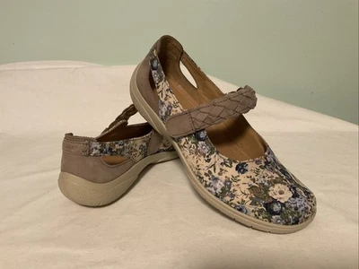 Hotter Shake Floral Mary Jane Zapatos Mujer Talla 7.5 Beige Azul Comodidad Foto 1 de 4