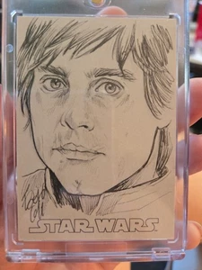 Topps Star Wars Evolution Luke Skywalker Sketch Card By ELFIE LEBOULEUX 1/1 - Picture 1 of 2