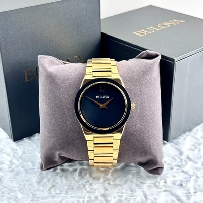 Bulova Millennia Men's Quartz Black Dial Gold-Tone Stainless Steel Watch 97A183 - Image 1 of 4