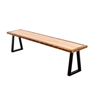 Butchers Block Bench with Trapezium Legs | Solid Oak and Reclaimed Timber Style - Picture 1 of 9