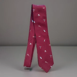 "Corbata cuello Ritner Juegos Olímpicos de Invierno Borgoña Mezcla Seda Club Inglés 59""" - Imagen 1 de 10