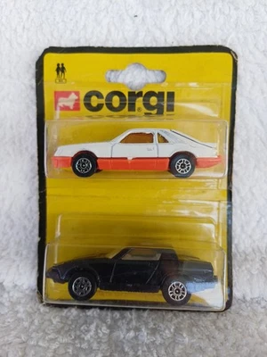 Carros de metal fundido Corgi Juniors 1981 pacote duplo Ford Mustang Cobra e Triumph TR7 - Imagem 1 de 4