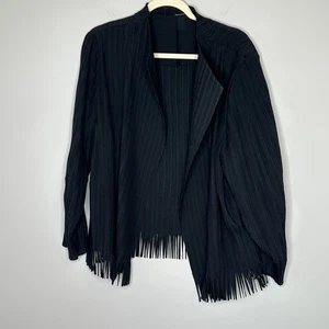 Chicos Travelers Black Fringed Jacket Topper Womens Size 3 (USXL) Lightweight - Picture 1 of 11