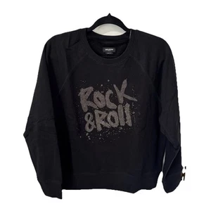Zadig & Voltaire Rock & Roll Stars Black Sweater Pullover Size M Fleece Inside - Picture 1 of 10