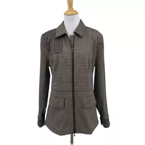 Cabi Blazer Womens L Large Multi Houndstooth Padded Shoulder Full Zip Jacket - Picture 1 of 13