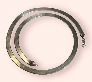 HEAVY THICK Solid Sterling 925 Silver Long 24” Herringbone Chain Necklace Italy - Picture 1 of 7