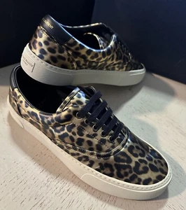 NIB Saint Laurent Men Leather Leopard Pr. Sneakers Black/Gold 13 US/46 E 689072 - Picture 1 of 12