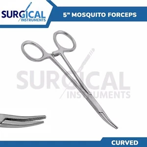 5" Fishing Curved Hemostat Forceps Locking Clamps Stainless Steel German Grade - Picture 1 of 7