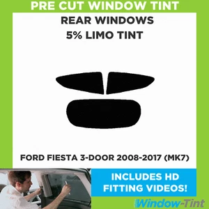 Pre Cut Window Tint for Ford Fiesta 3-door 2008-17 (MK7) 5% Limo Black Rear Film - Picture 1 of 9