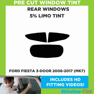 Pre Cut Window Tint for Ford Fiesta 3-door 2008-17 (MK7) 5% Limo Black Rear Film - Image 1 of 4