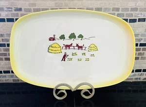 Vintage Brock Of California Serving Platter Farmhouse Yellow Tray Hay Donkey - Picture 1 of 10