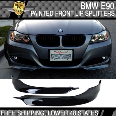 Fit 09-12 E90 3-Serie Type L 2PC Front Lip Splitters PP #Black Sapphire Metallic - Изображение 1 из 4