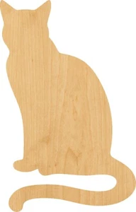 Sitting Cat Laser Cut Out Wood Shape Craft Supply - Woodcraft Cutout - Picture 1 of 1