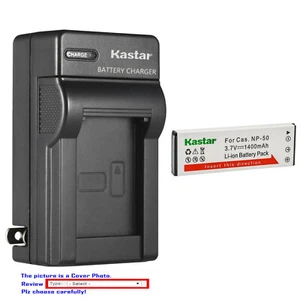 Kastar Battery AC Wall Charger for Casio NP-50 CNP50 Casio Exilim Hi-Zoom EX-V8 - Picture 1 of 11