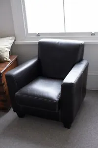 Chocolate Brown Leather Armchair (Good Condition) - Picture 1 of 11