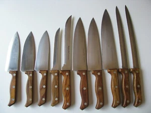 10pc Mighty Oak Imperial Wood Handle Kitchen Chefs Butcher Knife Knives Lot Set - Picture 1 of 12