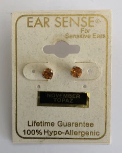 Ohr Sinn empfindliche Ohren hypoallergen November Geburtsstein Ohrstecker Neu mit Etikett E3 - Bild 1 von 3