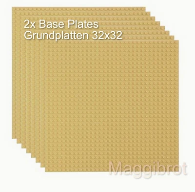 GOBRICKS U.A. 2x Grundplatten Khaki/Sand/Tan Diorama/Szenerie Klemmbaustein Base Plates 32x32