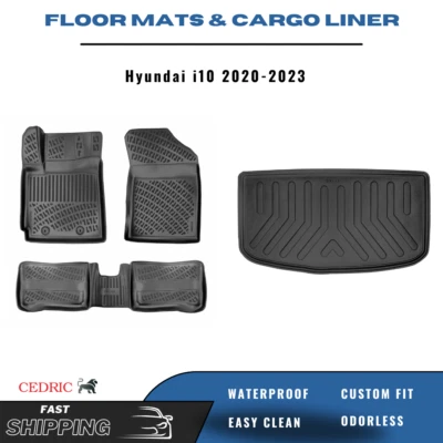 Car Floor Mats & Trunk Cargo Liner for Hyundai Grand i10 2020-2025 TPE FULL Set - Image 1 of 4
