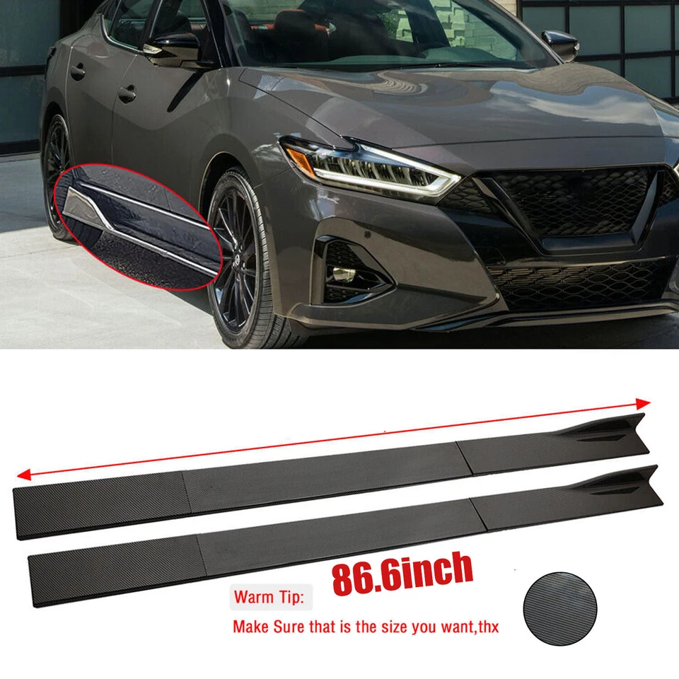 86.6''/2.2M Side Skirt Extension Rocker Panel Lip For Nissan Maxima Carbon Fiber - Image 1 of 4