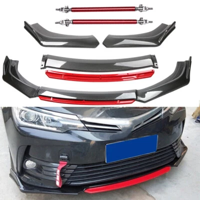 Front Bumper Lip Splitter/Spoiler Body Kit Carbon Fiber Rods For Toyota Corolla Foto 1 de 4