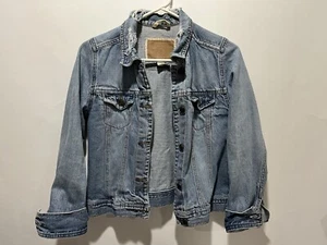 Hollister Women’s Distressed Blue Denim Jean Jacket Size Medium (B-144) - Picture 1 of 6