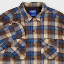 $169 Pendleton Board Shirt Mens Large Flannel Wool Tartan Plaid Button Up Brown