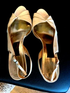 STYLISH AMALFI WHITE SANDALS, OPEN BACK & TOE, 3" HEEL, NEW HEEL PADS-8AA - Picture 1 of 5