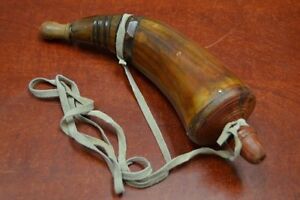 GENUINE BROWN POWDER BUFFALO HORN WITH LEATHER STRAP 10" - 12" #8001B