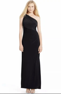 Tahari черный без рукавов одно плечо оболочка коктейльное платье для официальных приемов размер 2 - Изображение 1 из 4