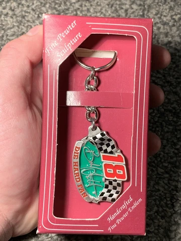 Vintage 1997 Keychain - Bobby Labonte #18 Die Hard Fan - Solid Fine Pewter NIB Cover