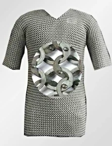 Medieval Flat With flat Washer Chainmail shirt 9 mm Medium Size half sleeve - Picture 1 of 7