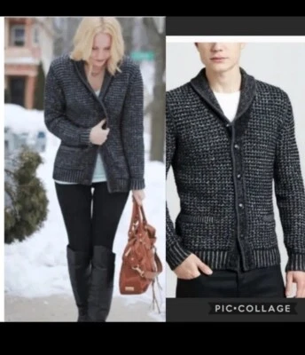 Cárdigan Neiman Marcus Rag and Bone New York Lana Tejido Mezcla Botón Hombres Negro L Foto 1 de 4