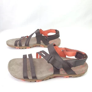 Merrel Sandspurs Strappy Sandals Brown Leather Adjustable Strap Flats Shoes Sz 9 - Picture 1 of 8