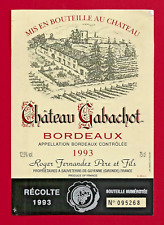 95 78 Etiquette BORDEAUX Château Gabachot 1993 Roger Fernandez 1993 N°095268