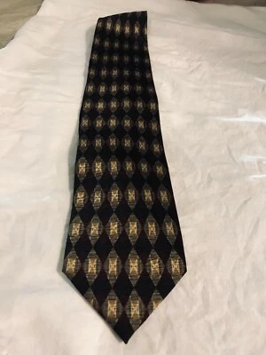 Corbata de seda Dani Moda Machile diseño artístico oro borgoña Foto 1 de 3