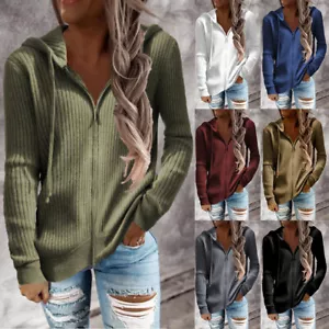 Mujer Sudadera Con Capucha Abrigo Manga Larga Cárdigan Con Bolsillos_ - Imagen 1 de 24