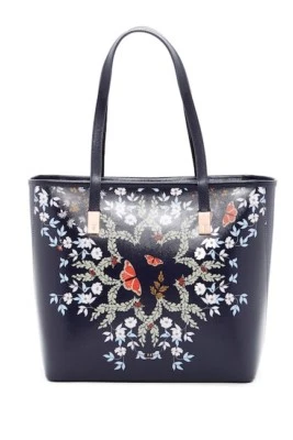 全新带标签 Ted Baker London Matildi Kyoto Gardens 小号购物手提包中蓝色 — 第 1/4 张图片