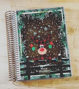 Xmas Plaid Cute Reindeer Cover Set 4 use w/ Erin Condren A5 Coil Spiral Planner - Imagen 1 de 4