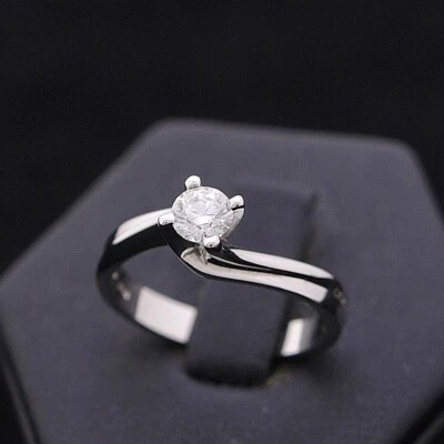 GIORGIO VISCONTI SOLITARIO ORO BIANCO 18KT BRILLANTE 0.40CT NATURALE CERTIFICATO - Immagine 1 di 4