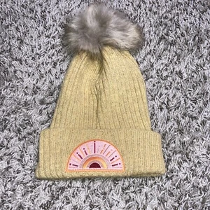 Virginia Wolf NYC Soft Pom Pom Beanie Hat Sunray Sunshine - Picture 1 of 2