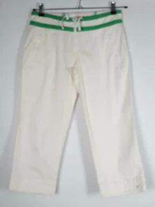 Vtg Nike Sz Small 4-6 Capri Pants Women White Green Stripes Drawstring Waist Zip - Picture 1 of 8