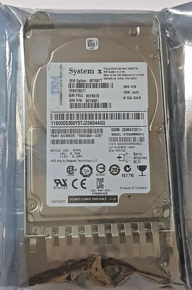 300 GB SAS IBM System X 90Y8877 ST300MM0006 10K 64MB 2.5 " Hard Drive New + - Image 1 of 1