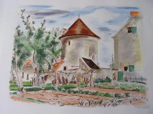 DIGNIMONT / LITHOGRAPHIE signée " Le colombier " 38x28 1946 - Picture 1 of 2