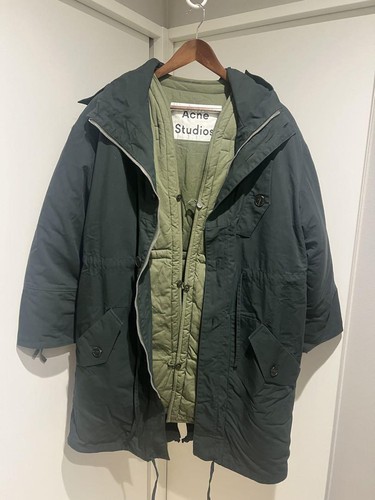 Cappotto mod verde nylon ACNE STUDIOS da uomo cerniera intera taglia XXS XS