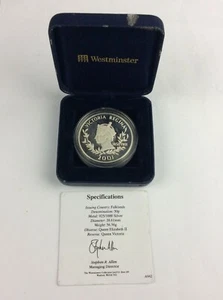 Westminster PLATA MACIZA "Islas Malvinas" (1837/1901) 2001 50p Estuche para monedas  - Imagen 1 de 11