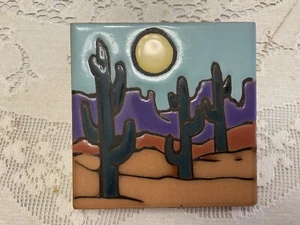 Handpainted Southwest 4” Tile Mag-Mor Studios Designed By Christine Fitzgerald - Picture 1 of 3