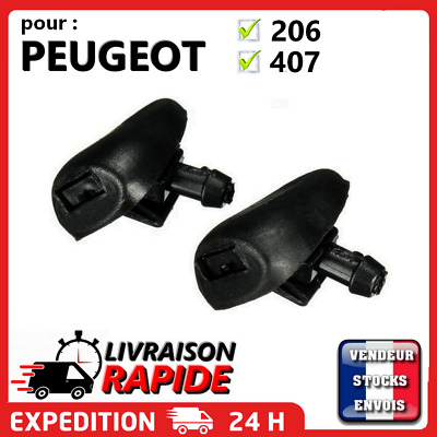 2 Gicleurs Lave Glace Avant Compatible Peugeot 206 / 407 6438Z1 6438E6 Vitre • 5.95€