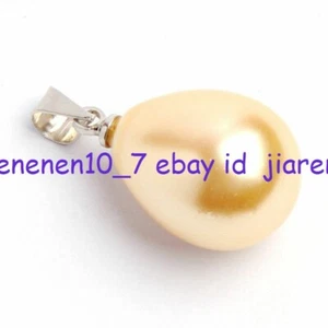MultiColor 12x16mm South Sea Shell Pearl Drop Necklace Pendant - Picture 1 of 22